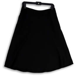 Womens Black Flat Front Side Zip Knee Length A-Line Skirt Size 10P