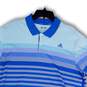 Mens Blue Striped Climacool Short Sleeve Spread Collar Polo Shirt Size XL image number 3