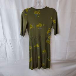Boden Olive Green Floral V-Neck Dress Size 4 alternative image