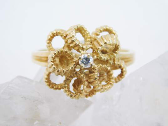 14K Yellow Gold 0.06 CT Diamond Coil Cocktail Ring 4.4g image number 1