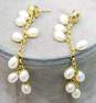 14K Gold White Pearl Drop & Beaded Chain Dangle Post Earrings Variety 3.9g image number 4
