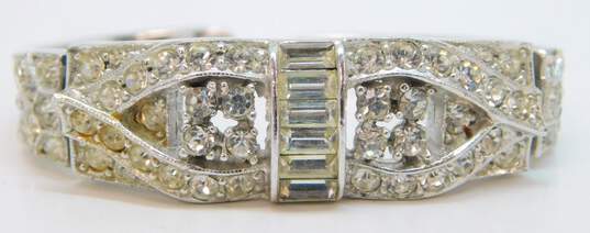 Vintage Ledo Silver Tone Icy Rhinestone Hinged Cuff Bracelet 30.0g image number 2