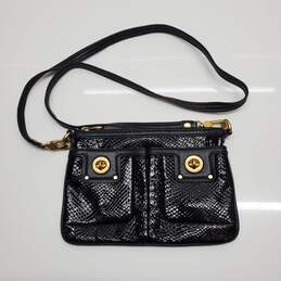 Marc by Marc Jacobs Black Croc Embossed Patent Leather Crossbody Bag AUTHENTICATED