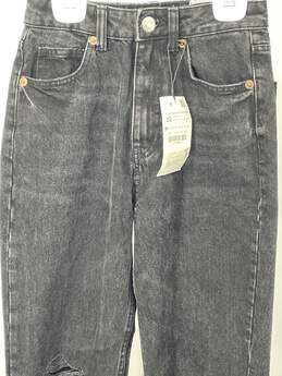 Womens Black Distressed Medium Wash Pockets Denim Skinny Jeans Size 0