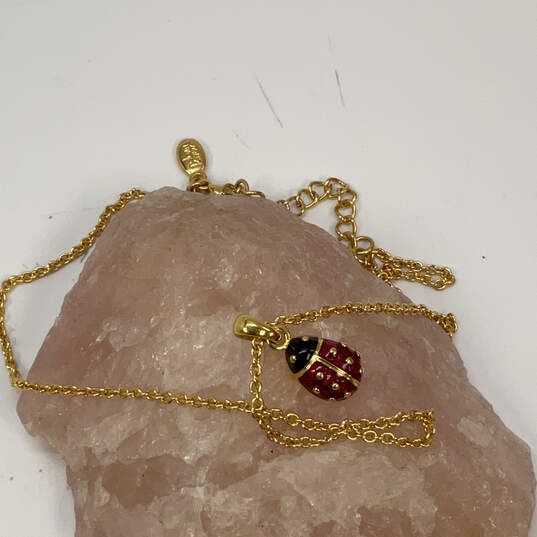 Designer Joan Rivers Gold-Tone Adjustable Lady Bug Chain Pendent Necklace image number 1