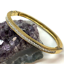 Designer Swarovski Gold-Tone Rhinestone Hinged Fashionable Bangle Bracelet