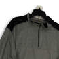 Mens Gray 1/4 Zip Mock Neck Long Sleeve Pullover Activewear Top Size XXL image number 3
