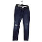 Womens Blue Distressed Denim Medium Wash Pockets Skinny Leg Jeans Size 27 image number 2