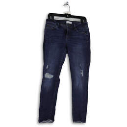 Womens Blue Distressed Denim Medium Wash Pockets Skinny Leg Jeans Size 27 alternative image