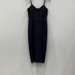 NWT Womens Blue Sweetheart Neck Front Zip Denim Jean Sheath Dress Size 2 alternative image