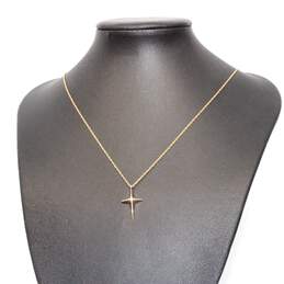 14K Yellow Gold Necklace W/ Cross Pendant & Diamond alternative image