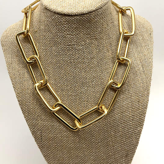 NWT Designer J. Crew Gold-Tone Paper Clip Oval Shape Link Chain Necklace image number 1