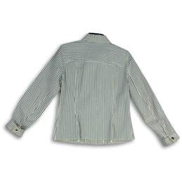 Jones New York Womens White Gray Striped Collared Long Sleeve Jacket Size M alternative image