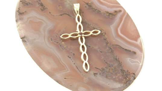 14K Yellow Gold Red CZ Cross Pendant 1.3g image number 5