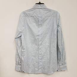 NWT Mens Ivory Blue Cotton Blend Collared Long Sleeve Button-Up Shirt Sz M alternative image