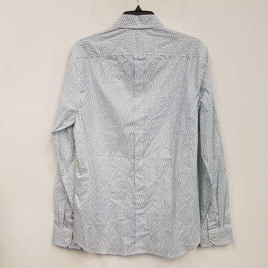 NWT Mens Ivory Blue Cotton Blend Collared Long Sleeve Button-Up Shirt Sz M image number 2