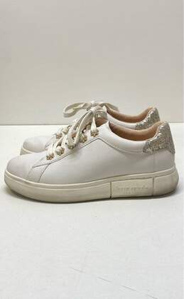 Kate Spade Starlet Glitter Lace Up White Leather Sneakers Women's Size 6 B alternative image