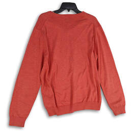 Mens Pink V-Neck Long Sleeve Knit Pullover Sweater Size Large alternative image