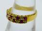 14K Yellow Gold Ruby & CZ 2 Row Alternating Stone Ring 3.3g image number 2