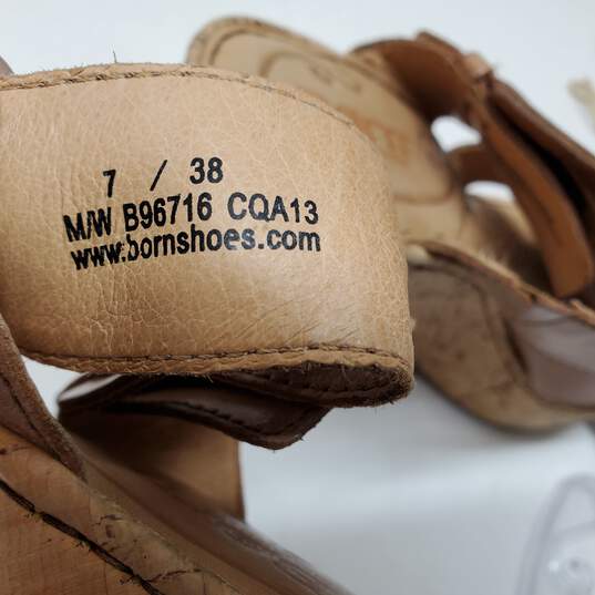 Born Footwear Brown Leather Cork Wedge Heel Sandals Women's 7 image number 2