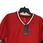 NWT Adidas Mens Red Colorblock V-Neck Wind ClimaProof Pullover T-Shirt Size XL image number 3