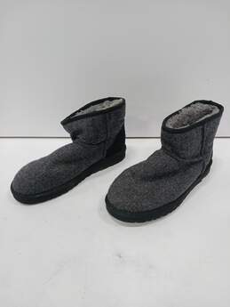 Ugg Men's Grey & Black Tweed Classic Shearling Style Mini Boots Size 10
