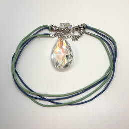 Designer Kirks Folly Blue Green Cord Water Drop Stone Pendant Necklace alternative image