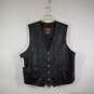 Mens Leather Sleeveless V-Neck Mid Length Motorcycle Vest Size XXL image number 1