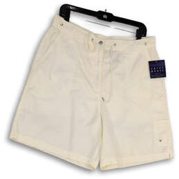NWT Womens White Drawstring Slash Pocket Pull-On Chino Short Size 14