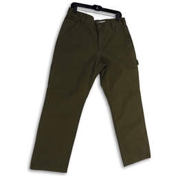 NWT Mens Green Flat Front Rugged Flex Duck Utility Work Pants Size 34X30