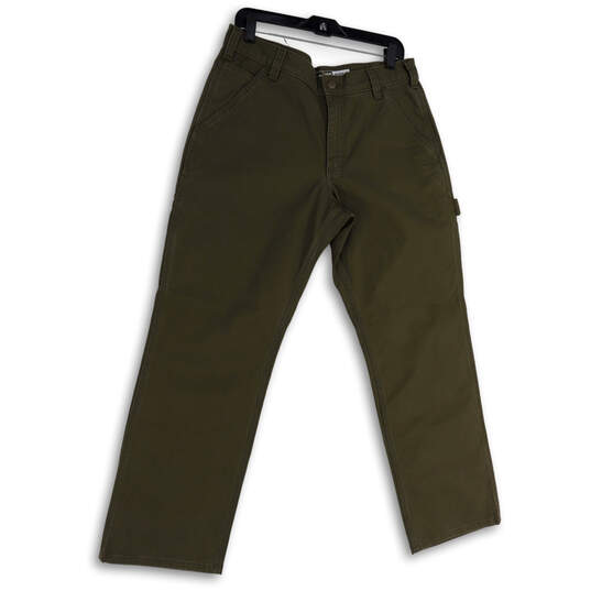 NWT Mens Green Flat Front Rugged Flex Duck Utility Work Pants Size 34X30 image number 1