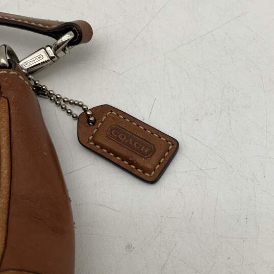 Womens Brown Leather Hampton Demi Zipper Charm Small Clutch Shoulder Handbag image number 6