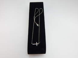 925 Sterling Silver CZ Stud & Drop Earrings & Cross Pendants & Chain Necklace 10.3g