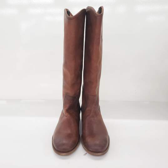 Frye Women's Melissa Button 2 Tall Cognac Brown Leather Riding Boots Size 8B image number 2