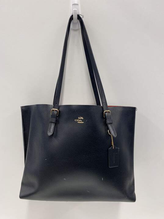 COACH 1671 Black Leather Top Zip City Tote Bag image number 1