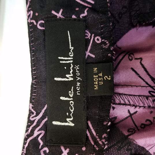 Nicole Miller Women Purple Print Pants XS NWT image number 3