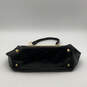 Authentic Womens Black Leather Botton Stud Outer Zip Pocket Handbag image number 3