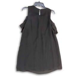Womens Black Round Neck Cold Shoulder Sleeve Short Shift Dress Size Medium alternative image