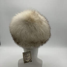 NWT Womens White Brown Tip Faux Fur Fashionable Round Cossack Hat alternative image