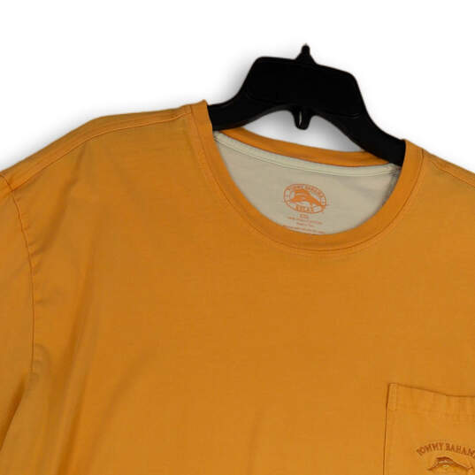 Mens Orange Crew Neck Short Sleeve Front Pocket Pullover T-Shirt Size XXL image number 3