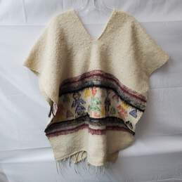 Unbranded Beige Woven Wool Poncho