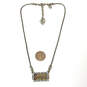 Designer Brighton Silver-Tone Wheat Chain Beaded Rectangle Pendant Necklace image number 3