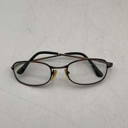 Womens Brown Silver Full Rim Rectangle Reading Eyeglasses