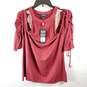 True Religion Women Red Eyelet Cold Shoulder Top XL NWT image number 2