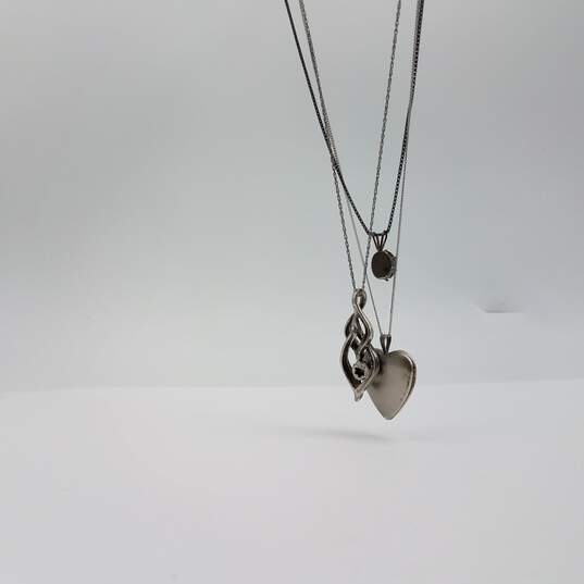 Sterling Silver Multi Gemstone 17, 20 & 19 Inch Heart Necklace 3pcs Bundle 11.6g image number 7
