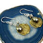 Designer Silpada Sterling Silver Pyrite CZ Stone Fish Hook Dangle Earrings image number 1