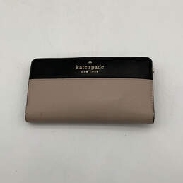 Womens Black Beige Leather Various Card Slots Magnetic Snap Bifold Wallet