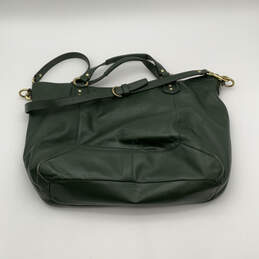 Womens Green Leather Adjustable Strap Inner Pockets Zipper Satchel Bag alternative image