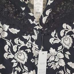 White House Black Market Women's Black Floral Button Up SZ S NWT alternative image