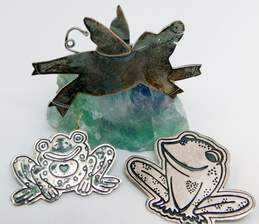 Artisan Sterling Silver Far Fetched & Mexico Frog & Flying Pig Brooches 25.0g